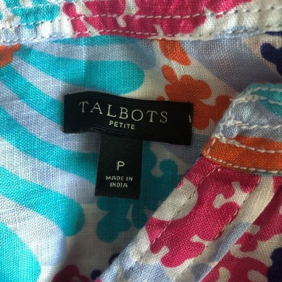 Talbots 100% Linen Floral Blouse - Picture 7 of 8